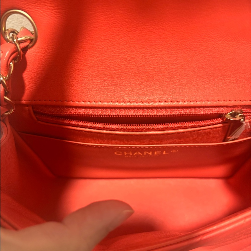 Chanel Red Chevron Mini Square Flap Bag - Picture 7 of 12